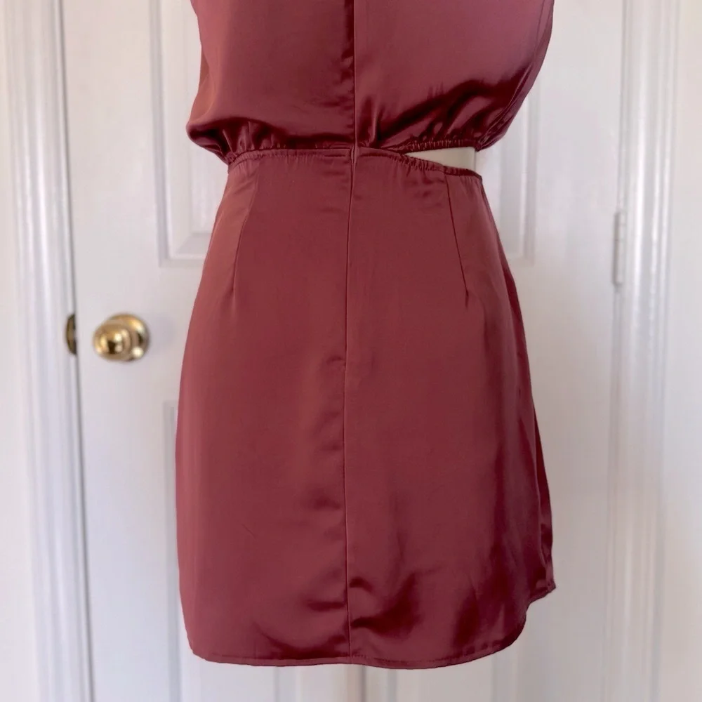 “HELLO MOLLY” Asymmetric Cowl Neck Halter Mini Dress